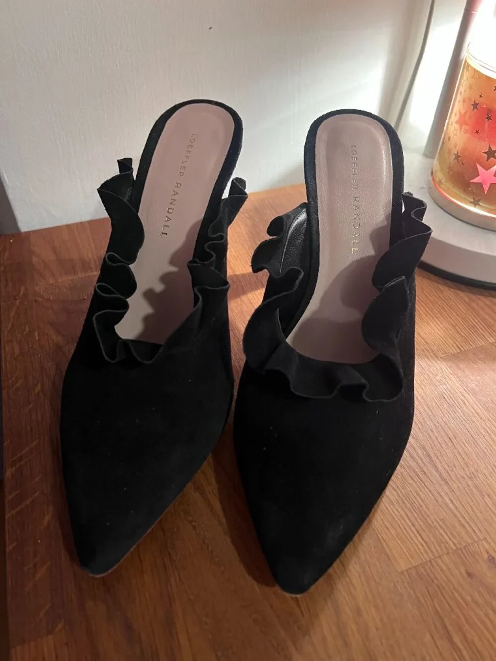 LOEFFLER RANDALL | Langley Black Ruffle Mules Heels (size 9) - Picture 5 of 8